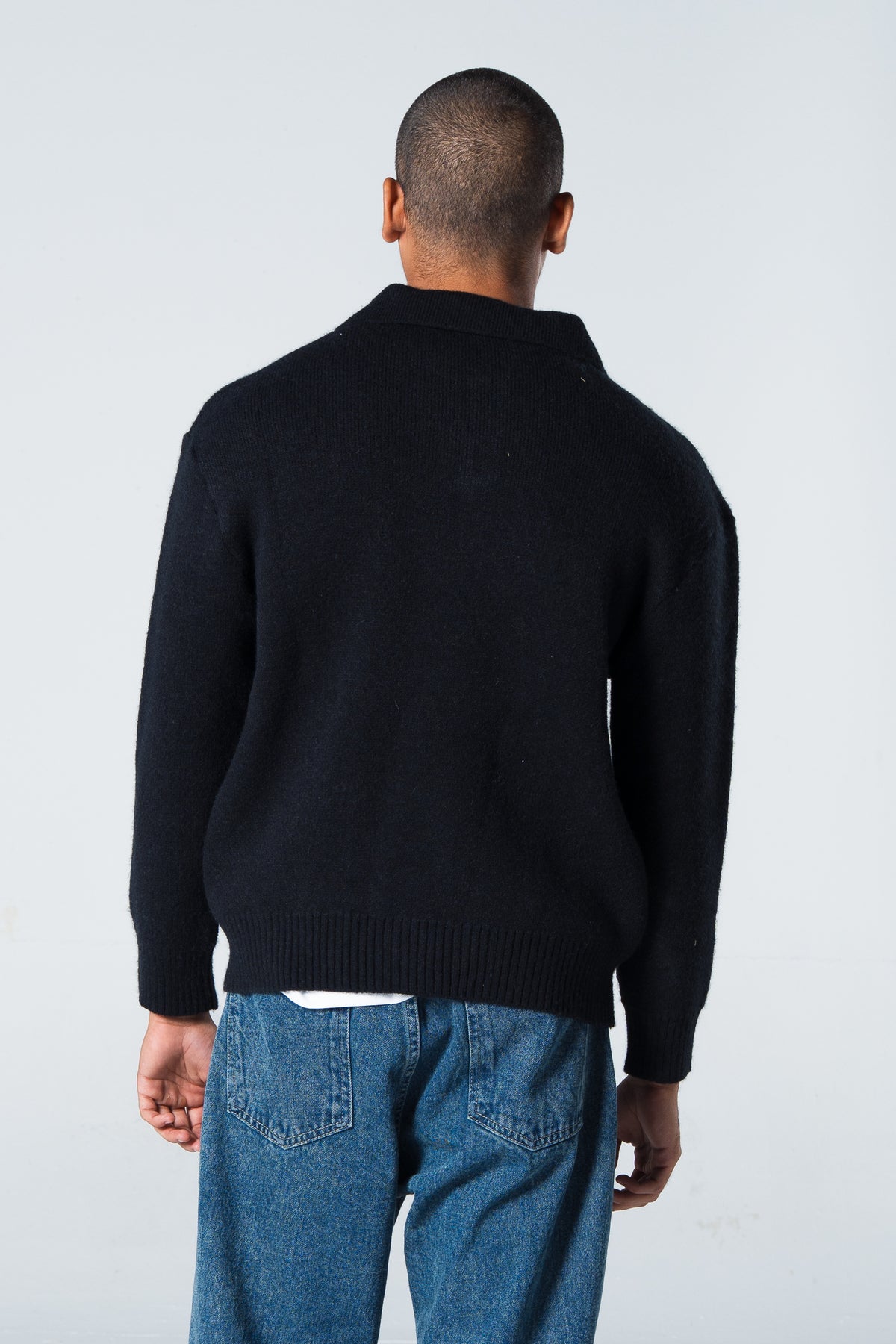 Blank Knitted Pullover - Black - #men