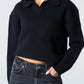 Blank Knitted Pullover - Black - #women