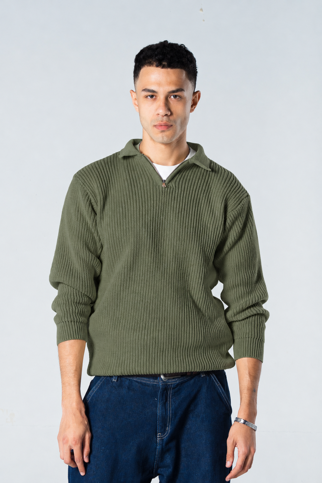 Blank Knitted Quarter Zip