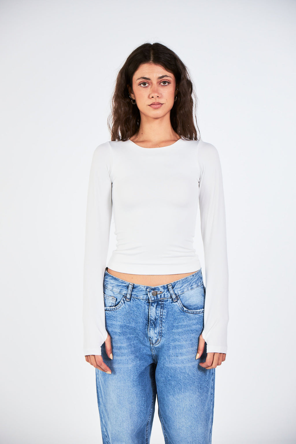 Blank Long Sleeve White Top
