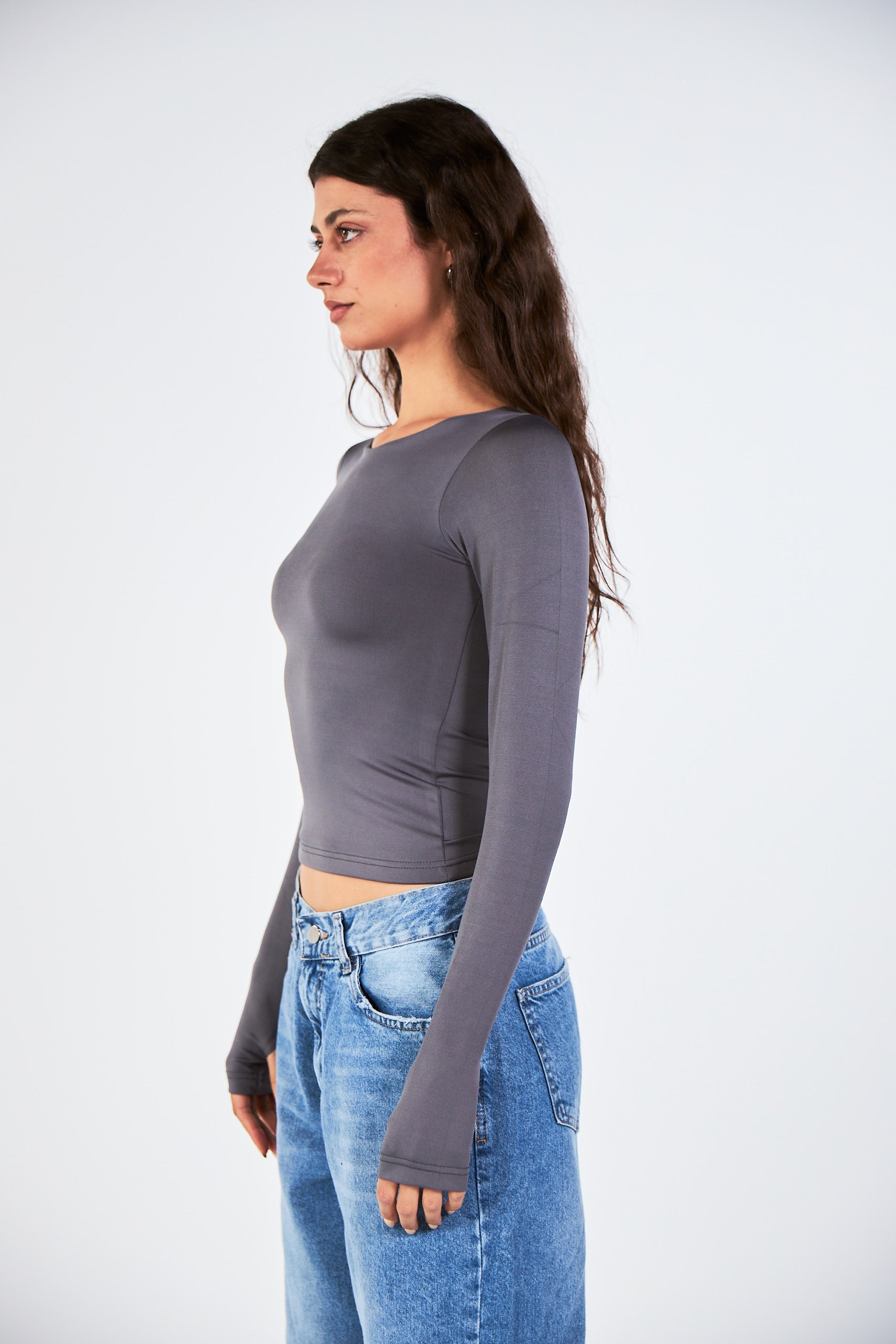 Blank Long Sleeve Grey Top