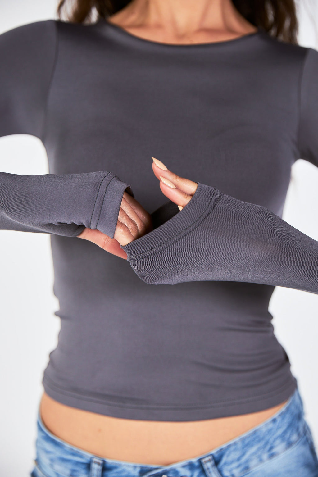 Blank Long Sleeve Grey Top