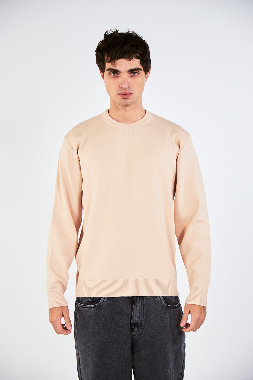 Blank Beige Knitted Crewneck