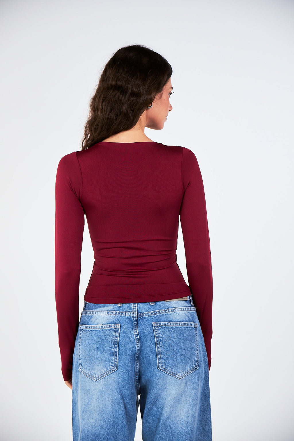 Blank Long Sleeve Burgundy Top