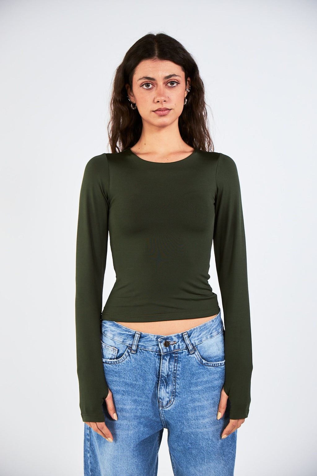 Blank Long Sleeve Olive Top