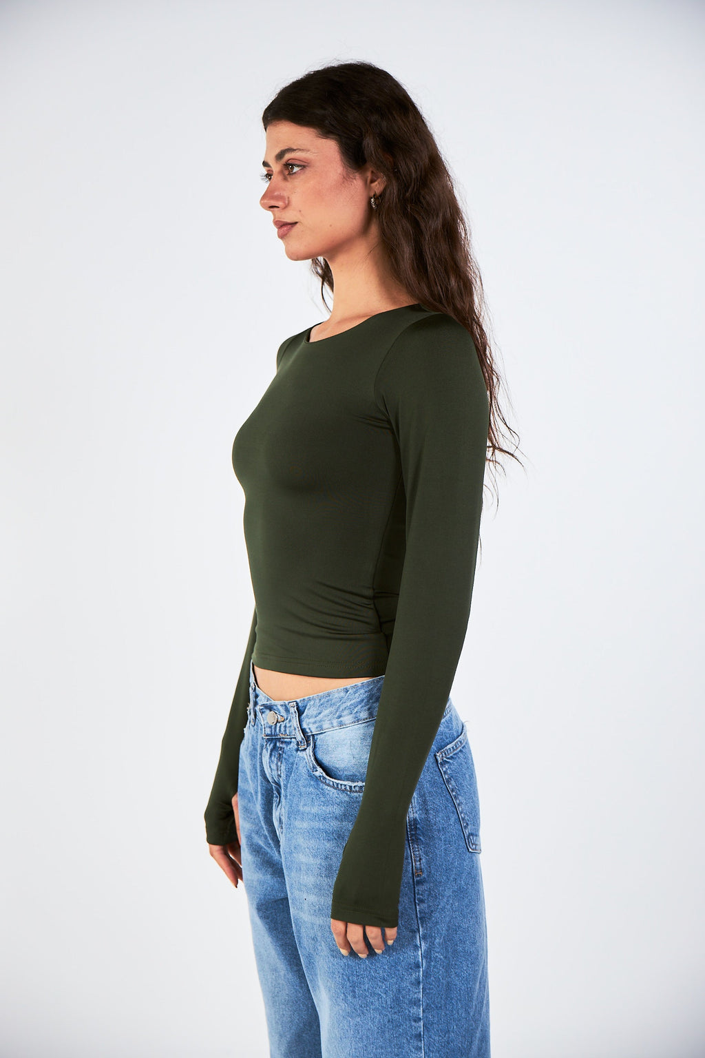 Blank Long Sleeve Olive Top