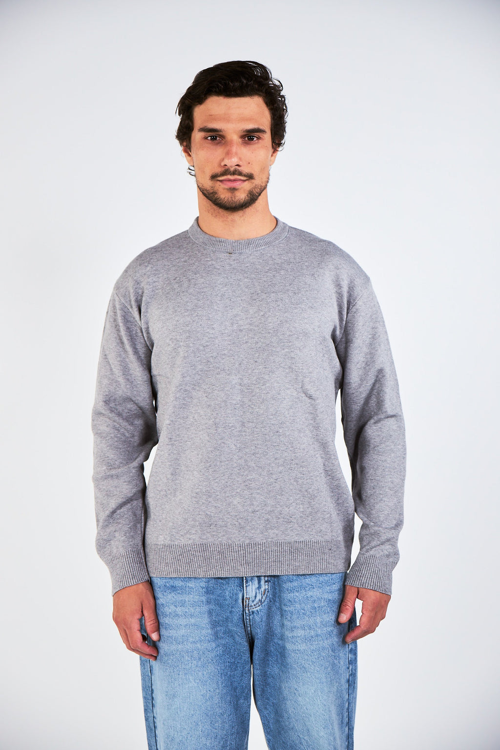Blank Grey Knitted Crewneck
