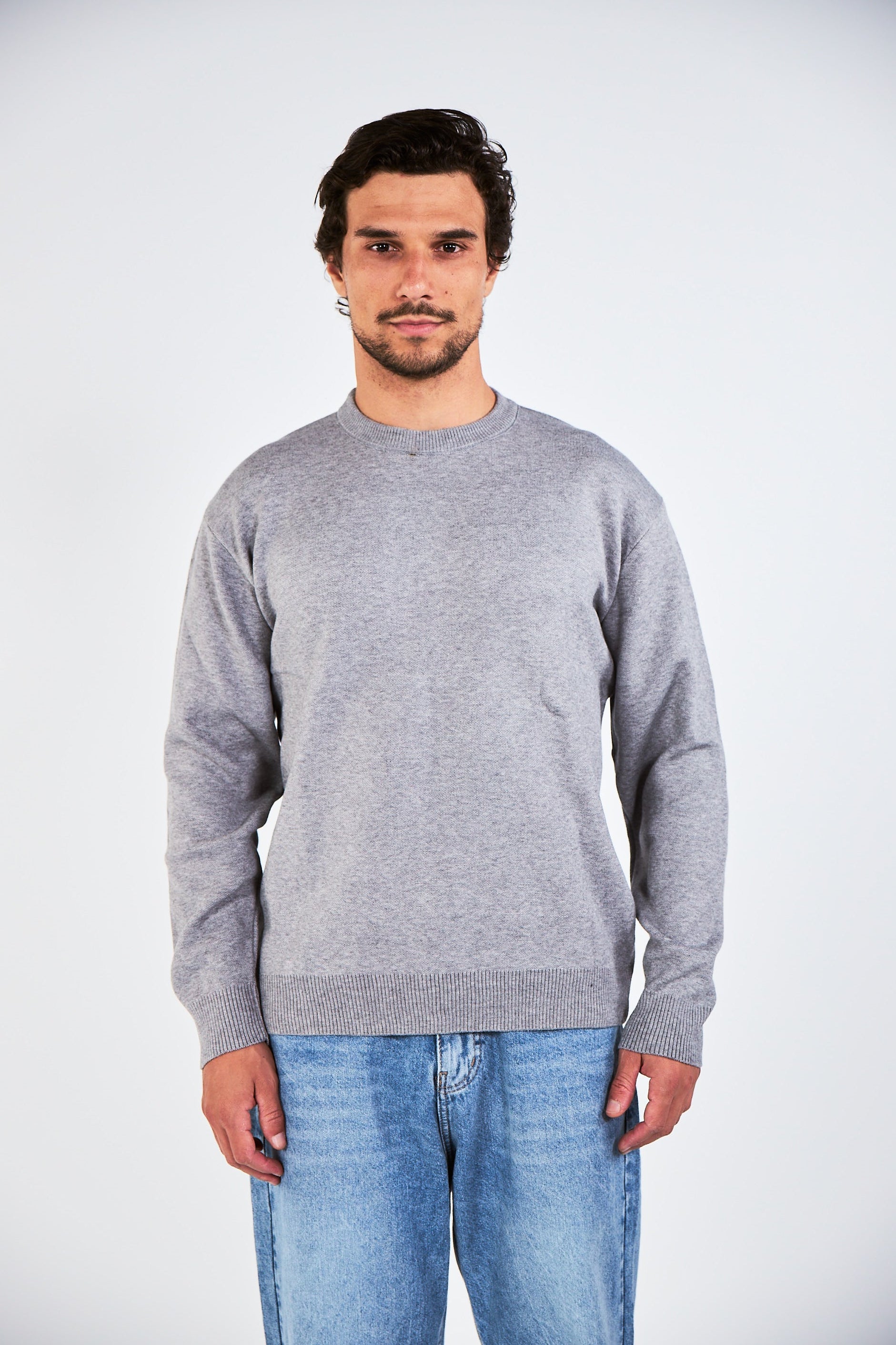 Blank Grey Knitted Crewneck