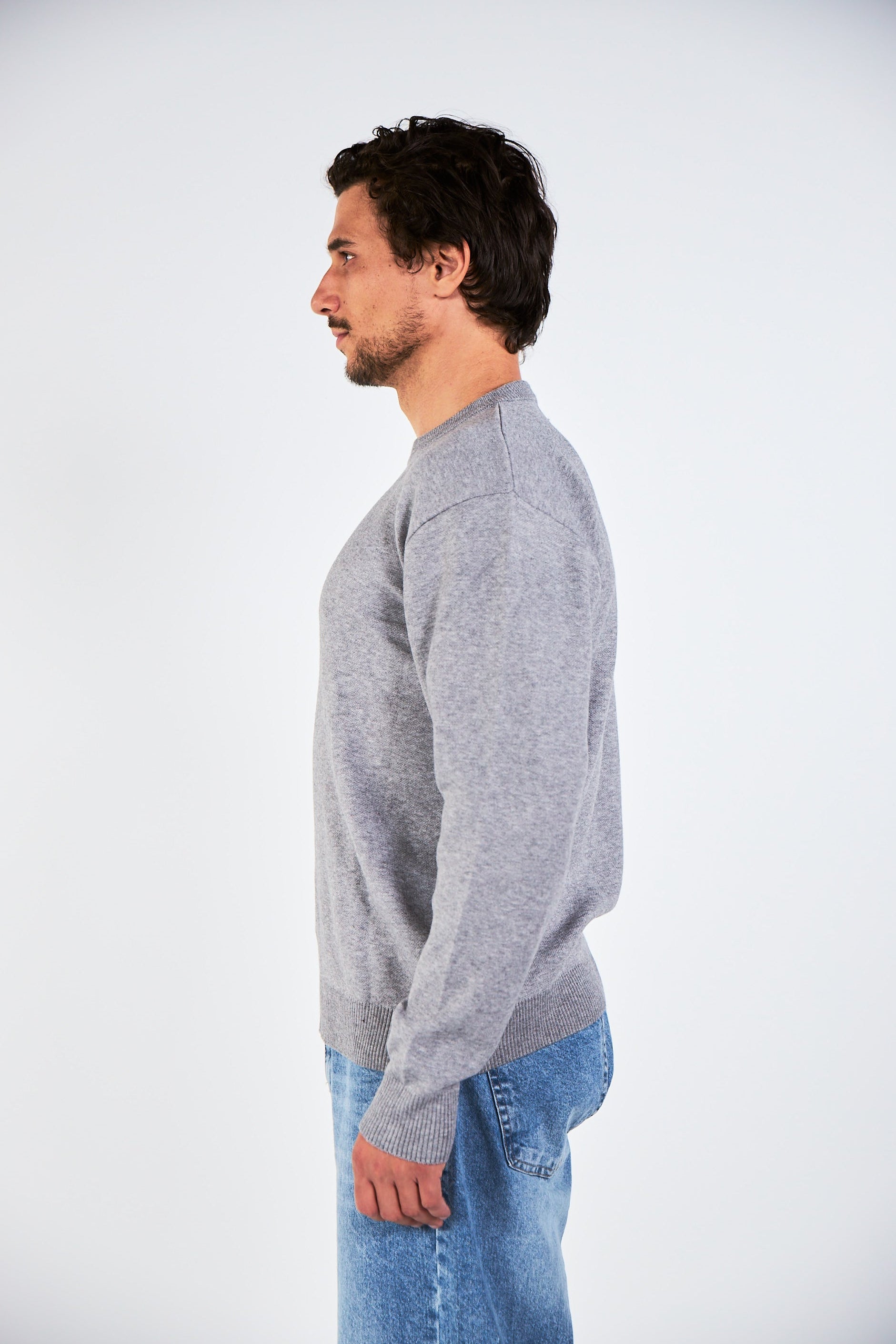 Blank Grey Knitted Crewneck