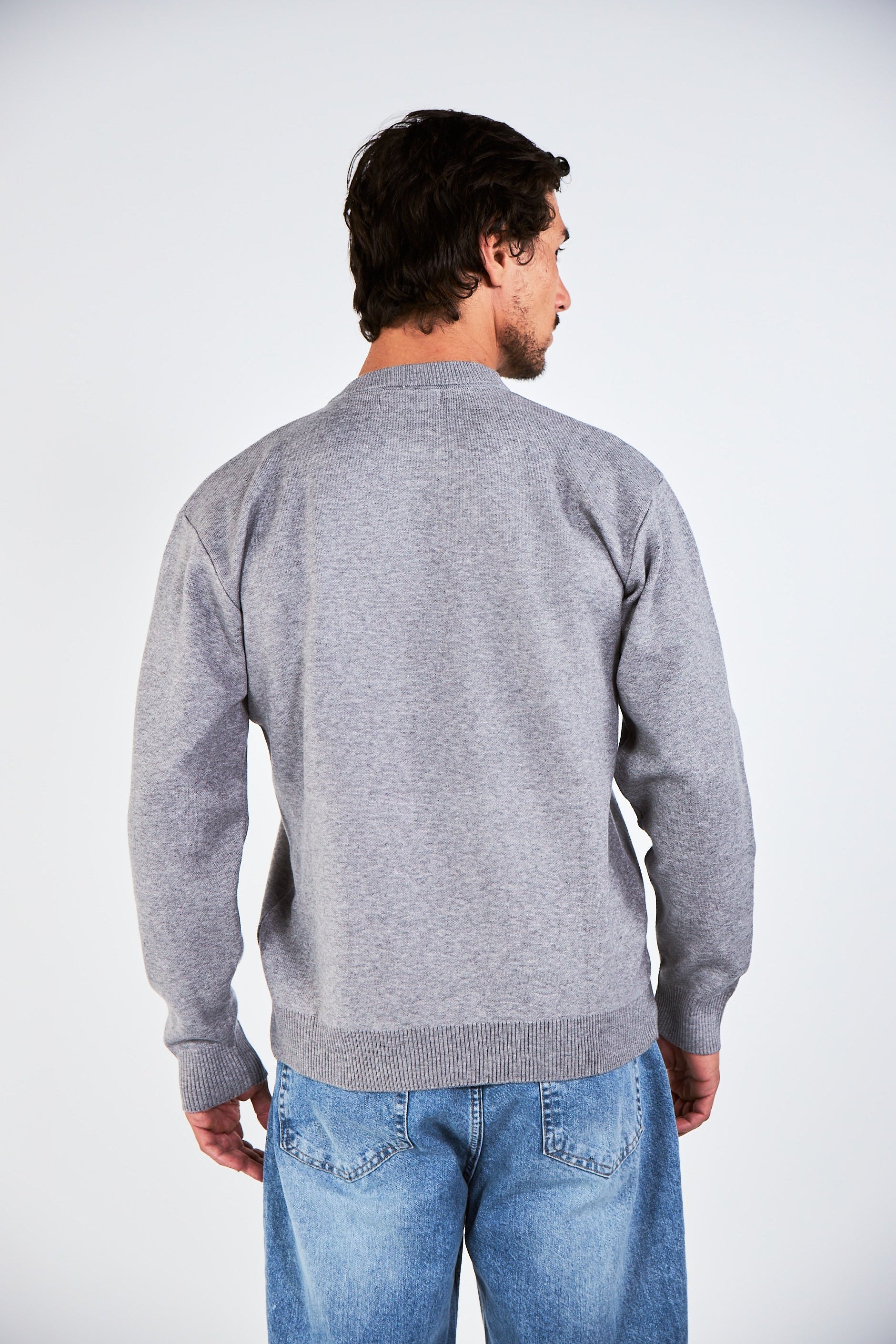 Blank Grey Knitted Crewneck