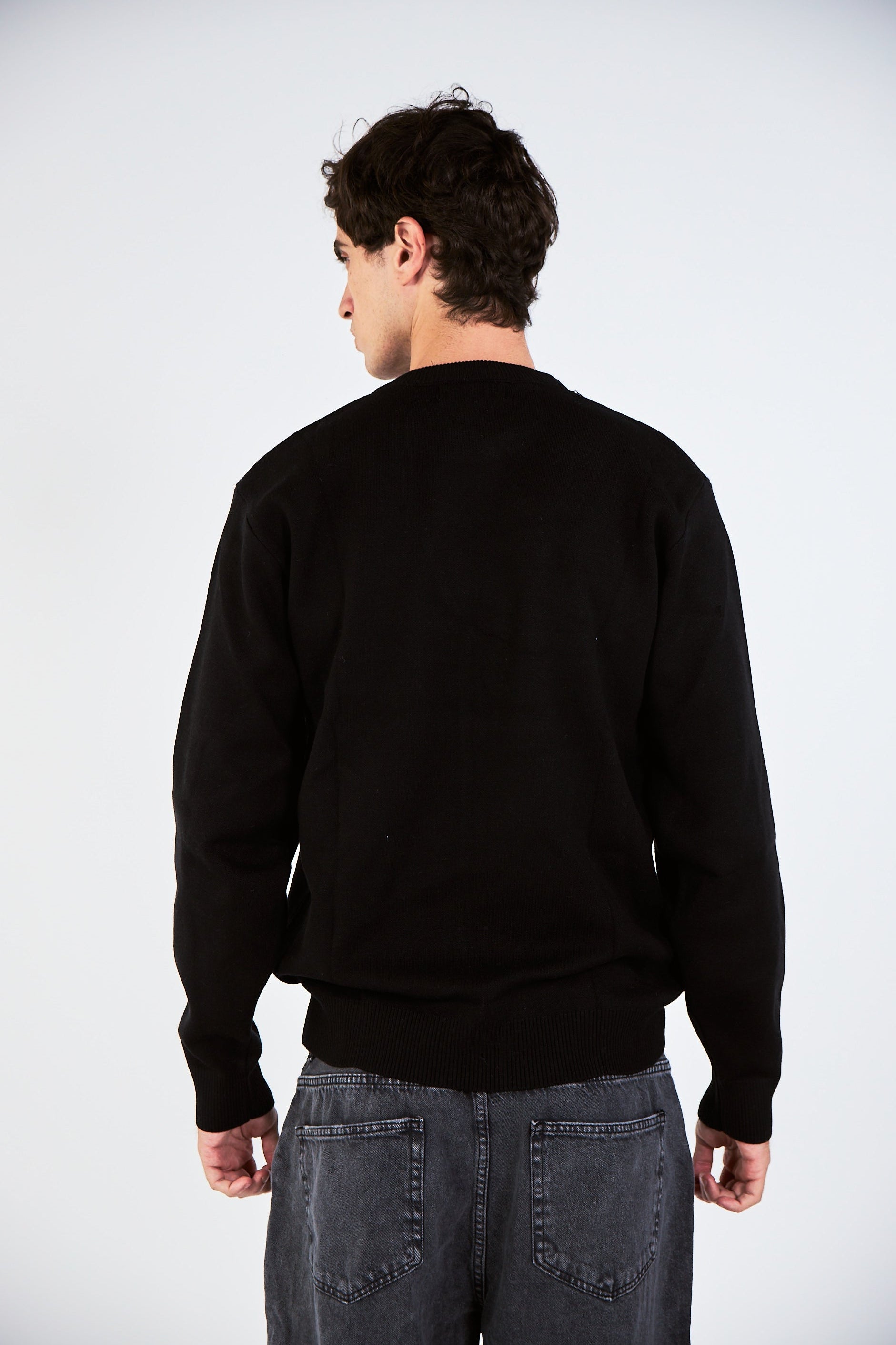 Blank Black Knitted Crewneck