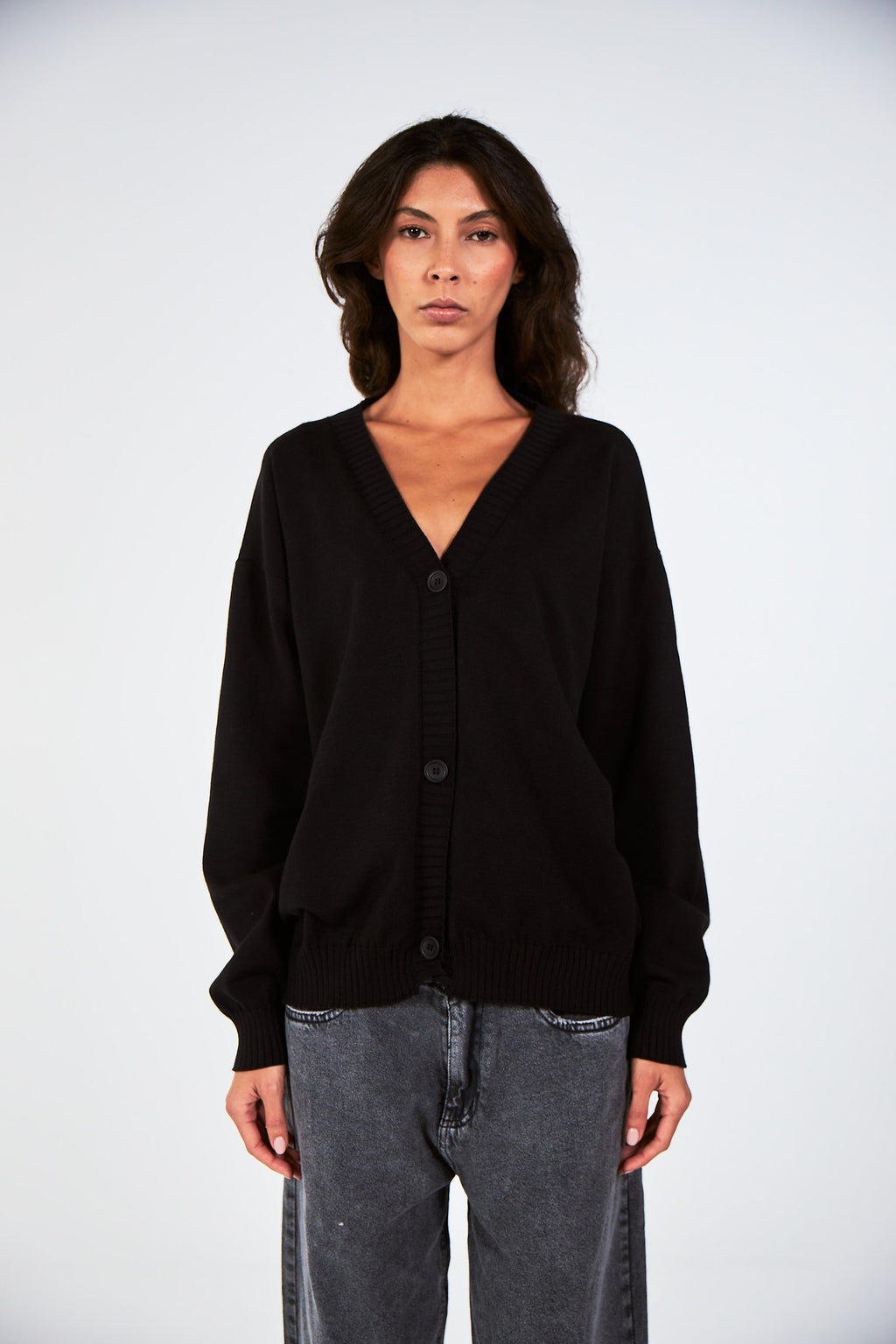 Blank Black Knitted Cardigan