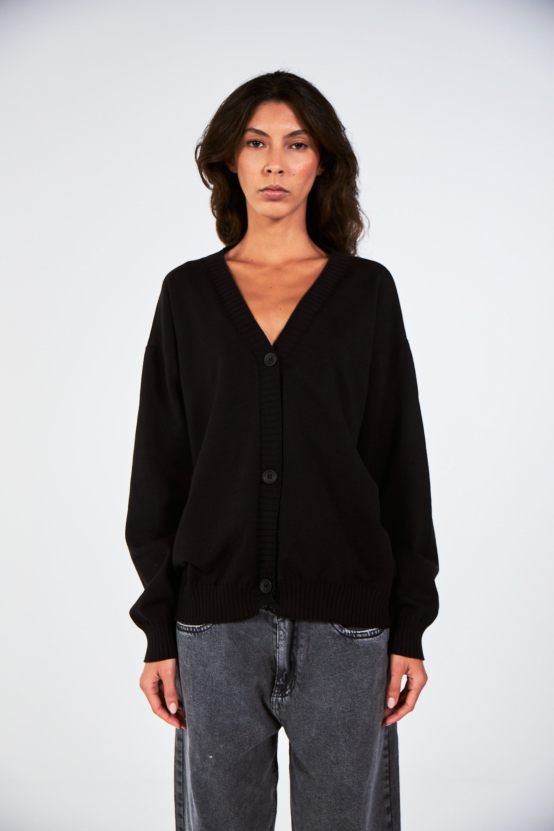 Blank Black Knitted Cardigan