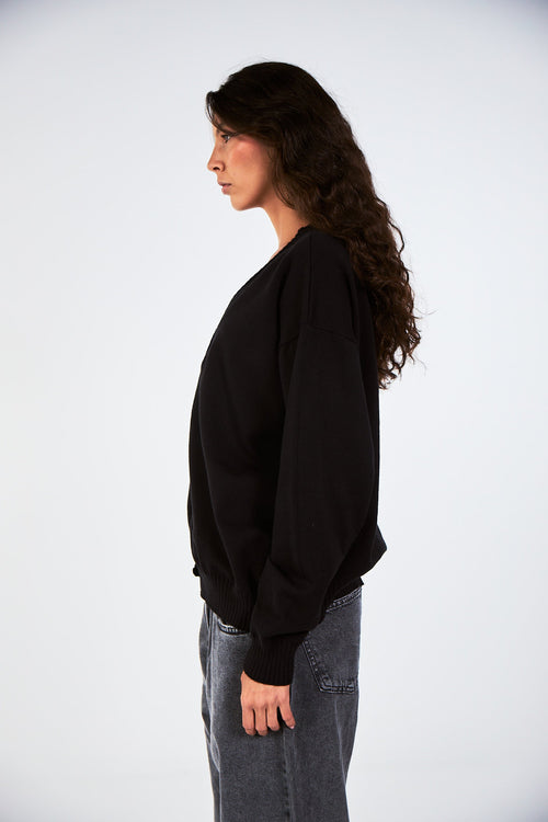 Blank Black Knitted Cardigan