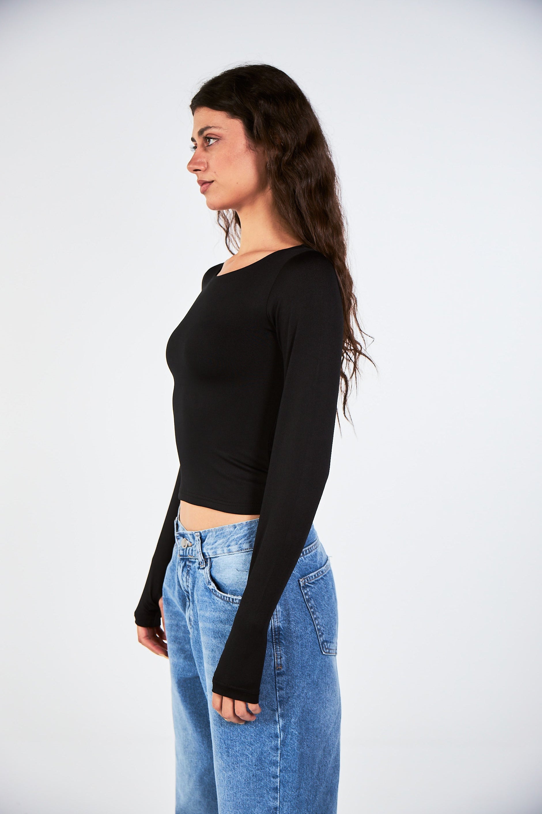 Blank Long Sleeve Black Top