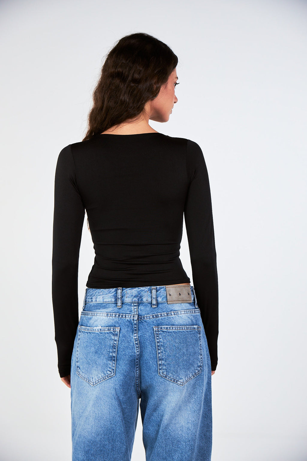 Blank Long Sleeve Black Top