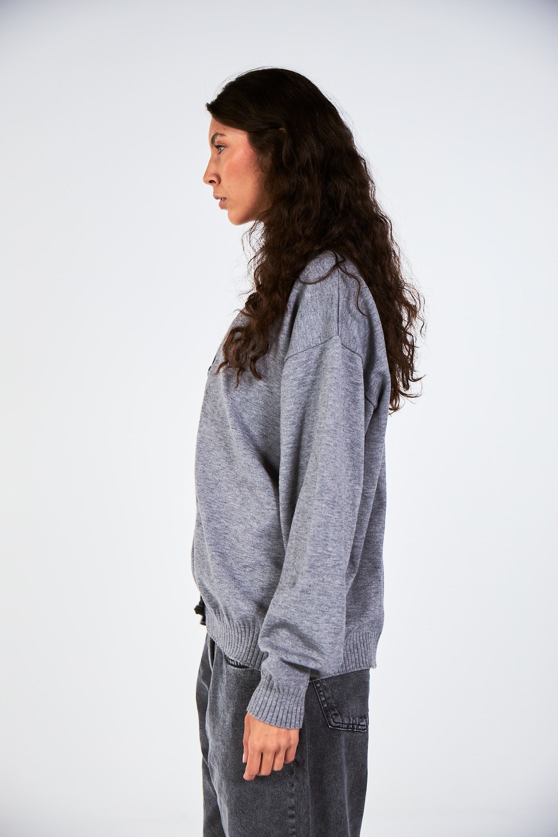 Blank Grey Knitted Cardigan