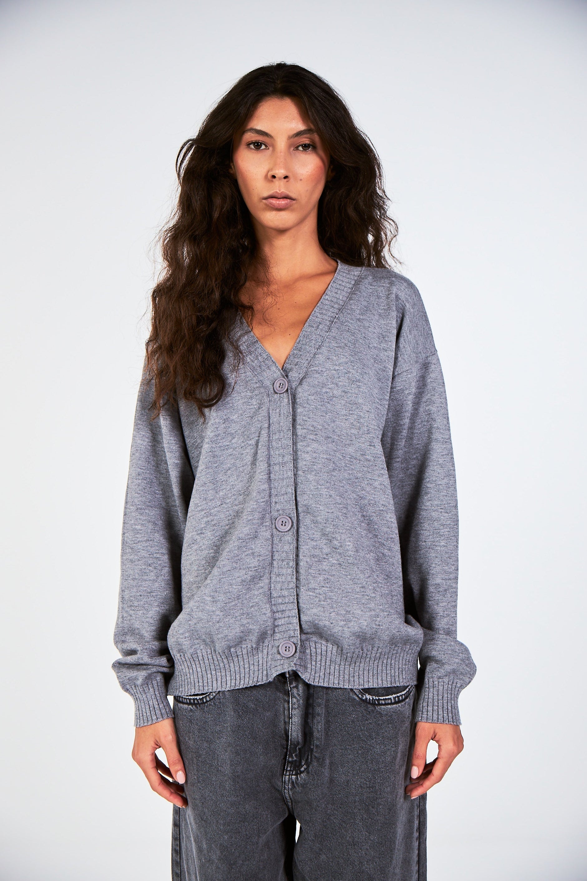 Blank Grey Knitted Cardigan