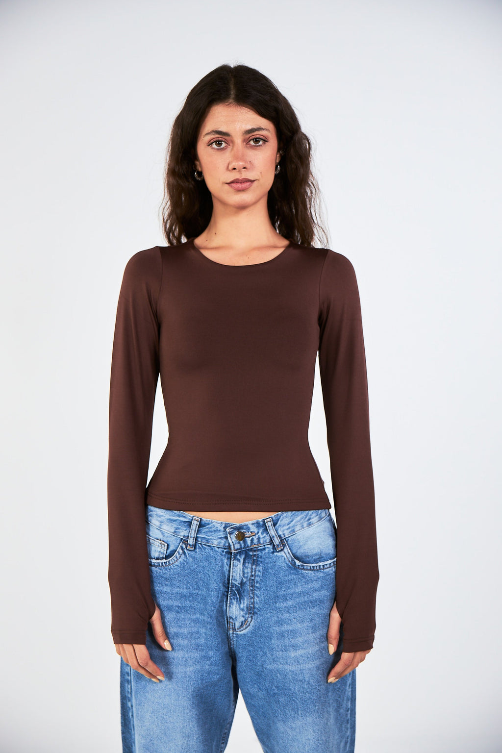 Blank Long Sleeve Brown Top