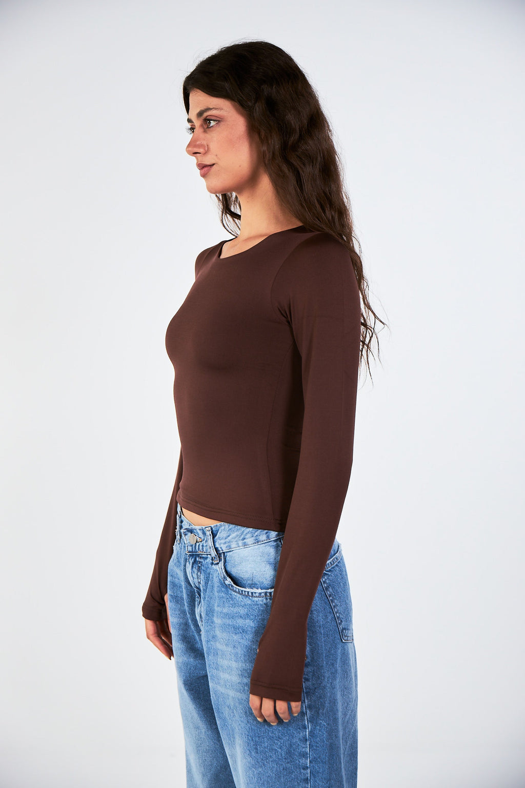 Blank Long Sleeve Brown Top