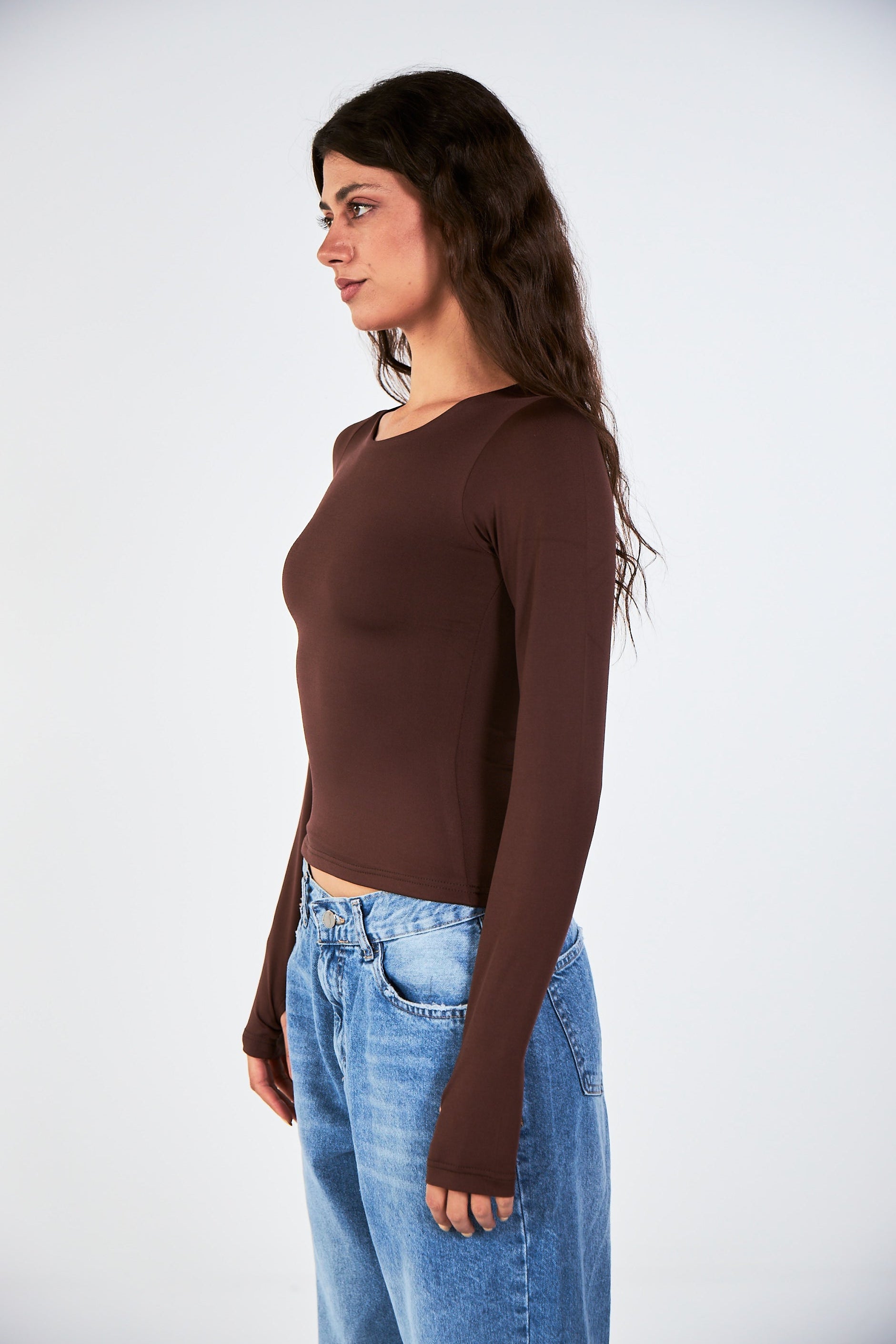 Blank Long Sleeve Brown Top