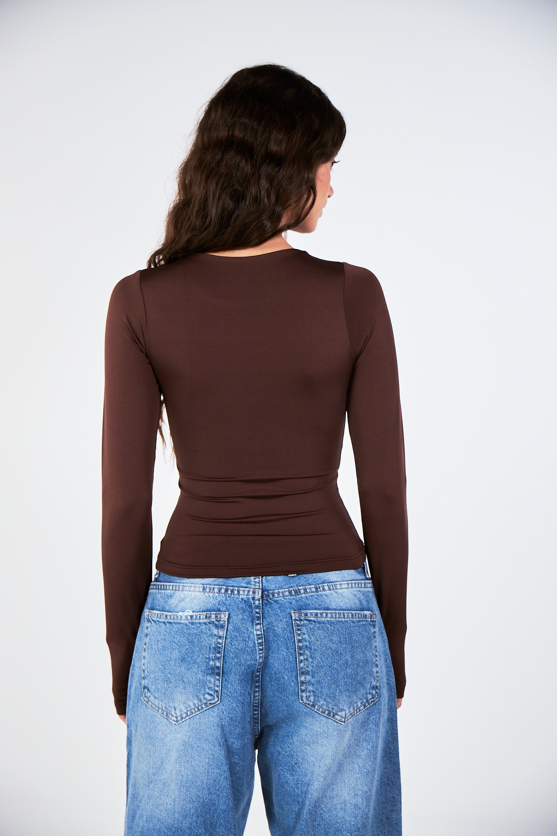Blank Long Sleeve Brown Top