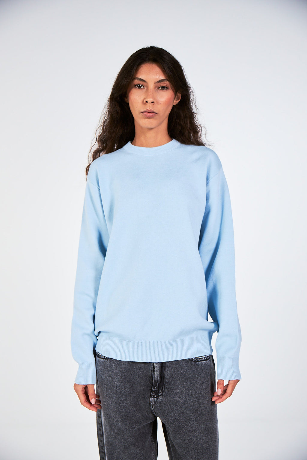 Blank Baby Blue Knitted Crewneck