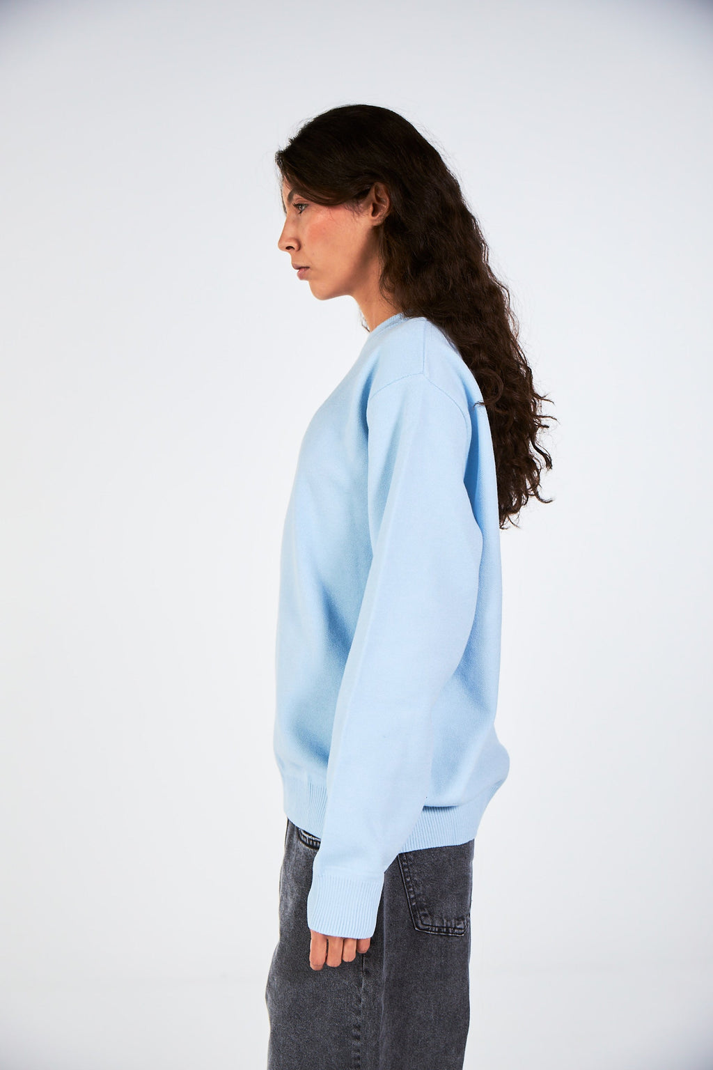 Blank Baby Blue Knitted Crewneck